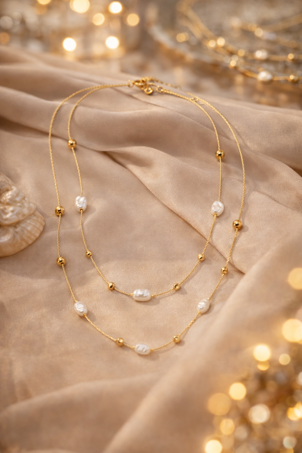 Pearl Aura Double Layer Necklace MYMNL0002
