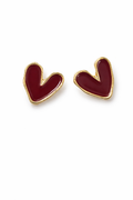 Red Heart Gold Stud Earrings for Women MYMER0012
