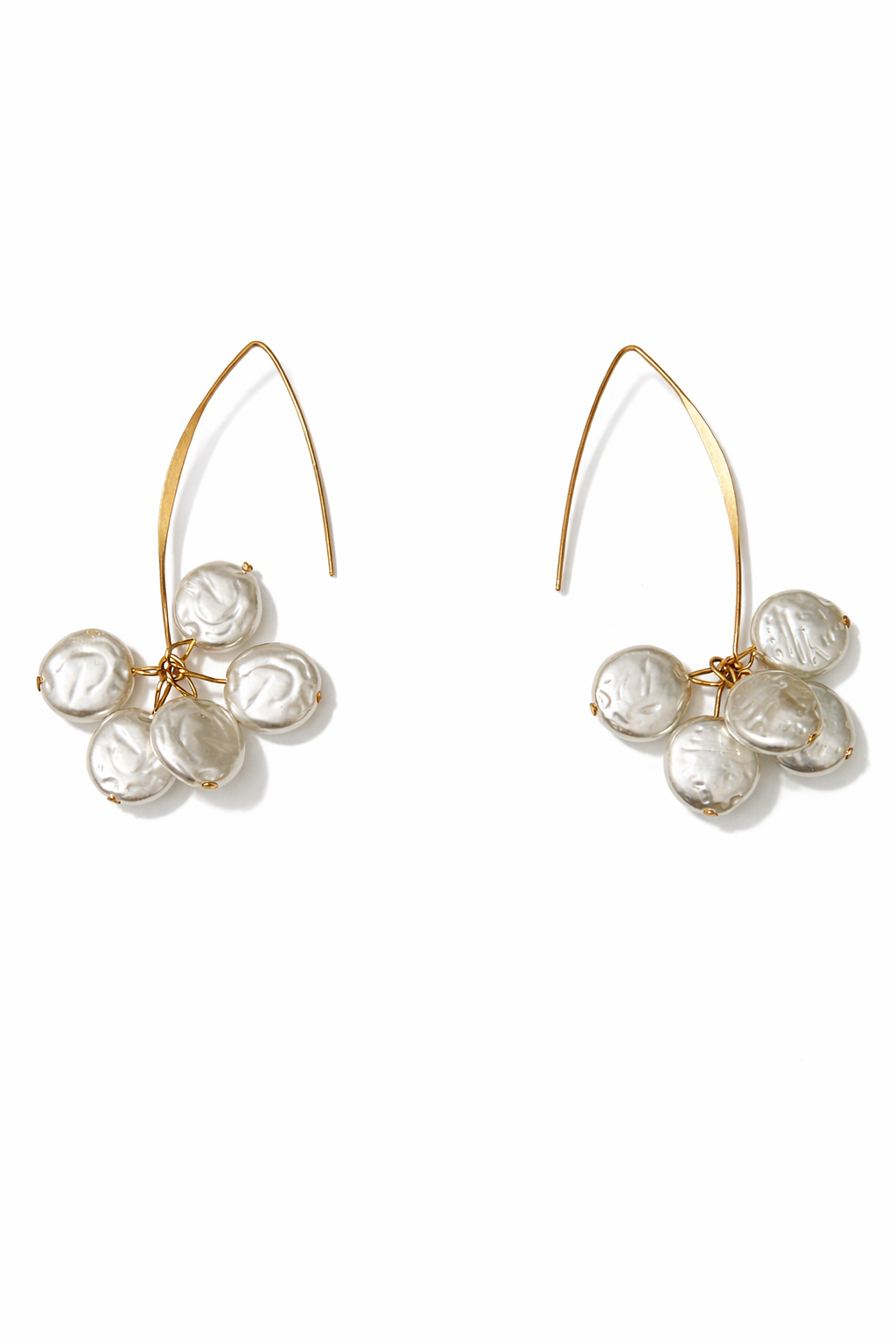 My Mystery Gold Pearl Cluster Drop Earrings for Women MYMER0017