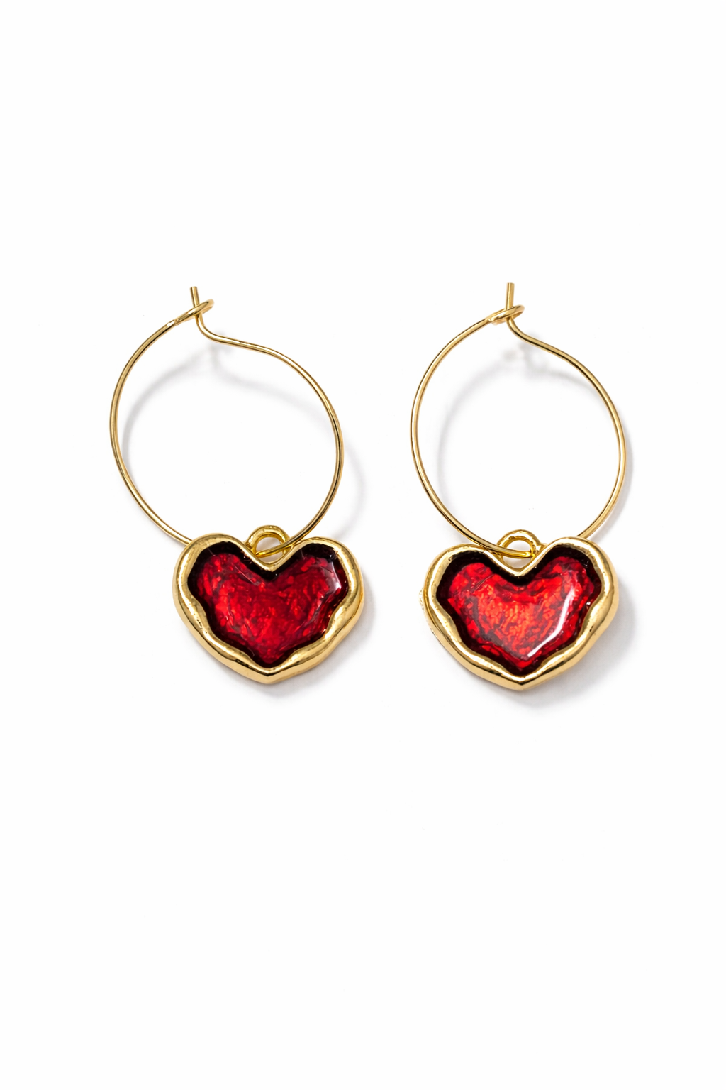 Red Heart Hoop Earrings for Women MYMER0016