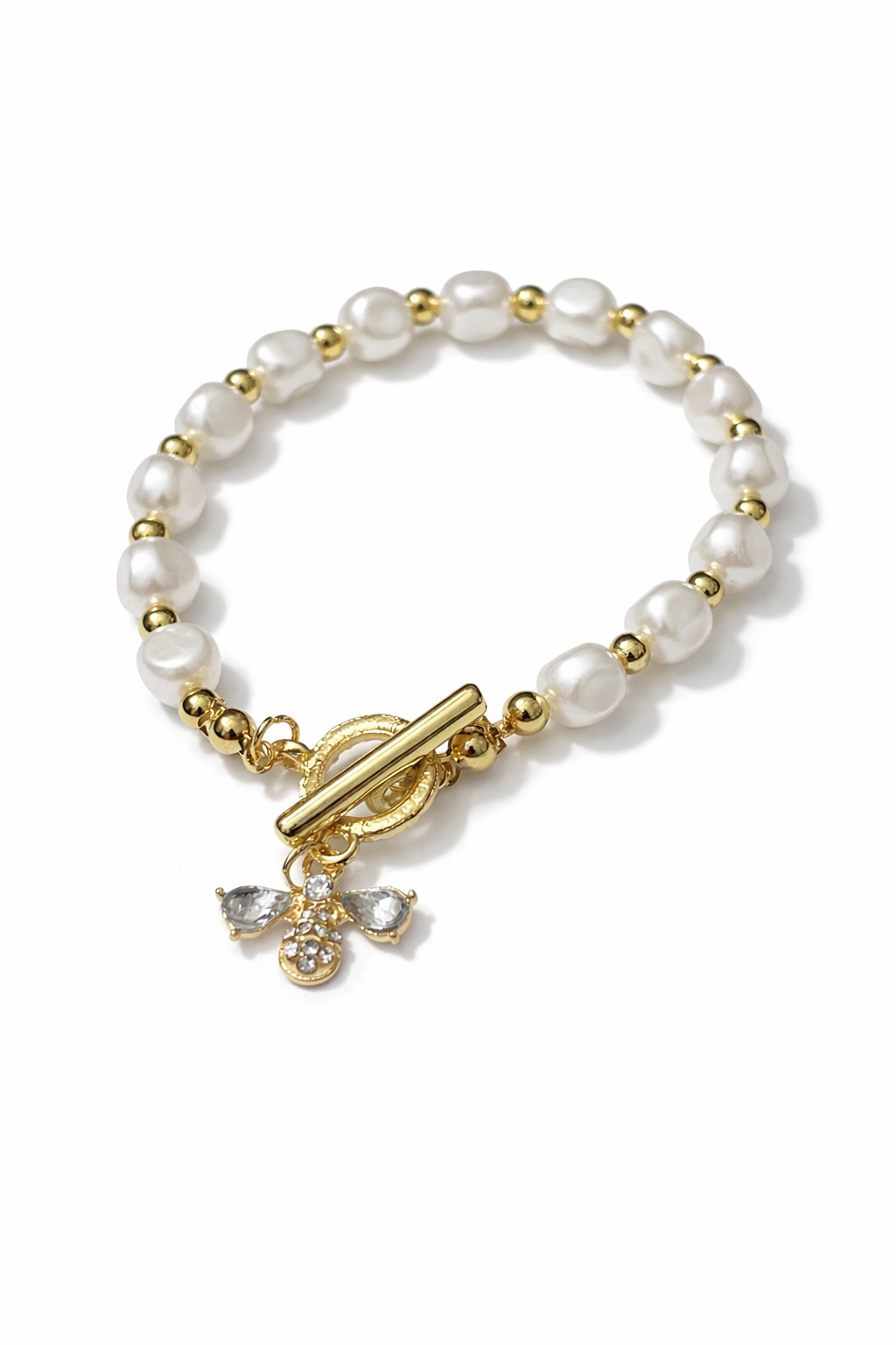 My Mystery Gold Pearl Charm Bracelet for Women MYMBL0006