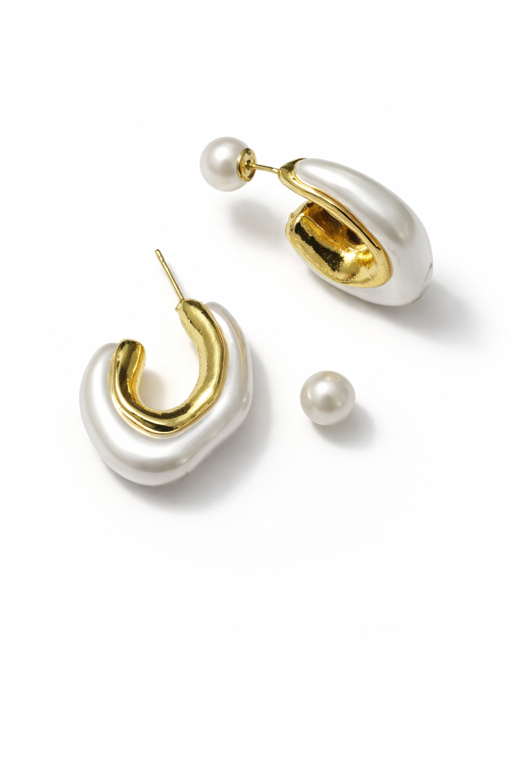 Dual Tone Pearl Hoop Earrings for Women MYMER0015