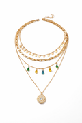 Gold Layered Multi Chain Charm Necklace for Women MYMNL0014