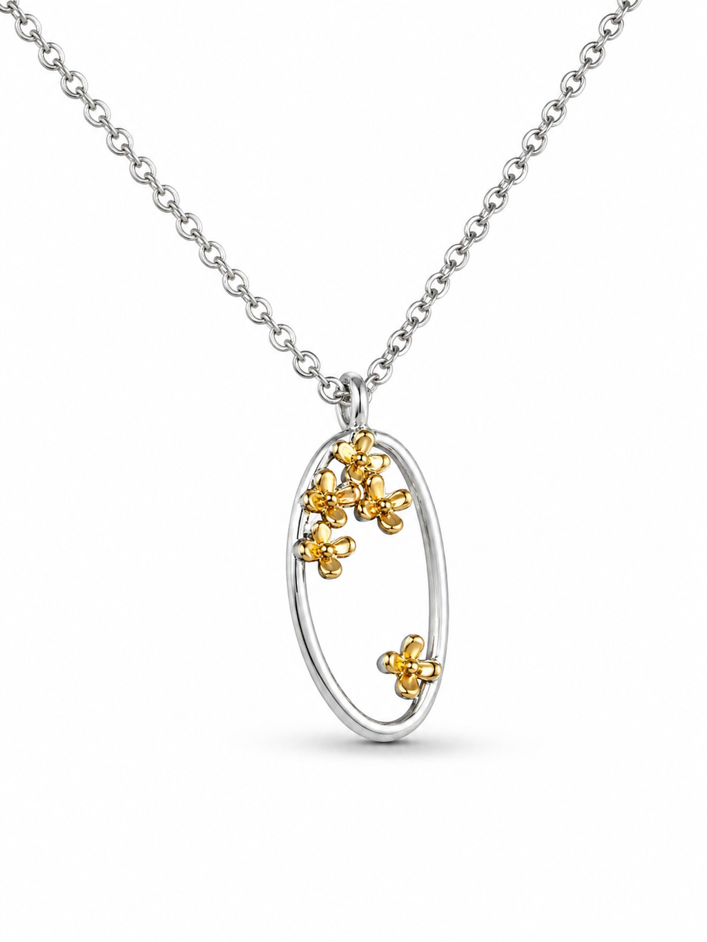 Oval Floral Pendant Necklace MYMNL0017