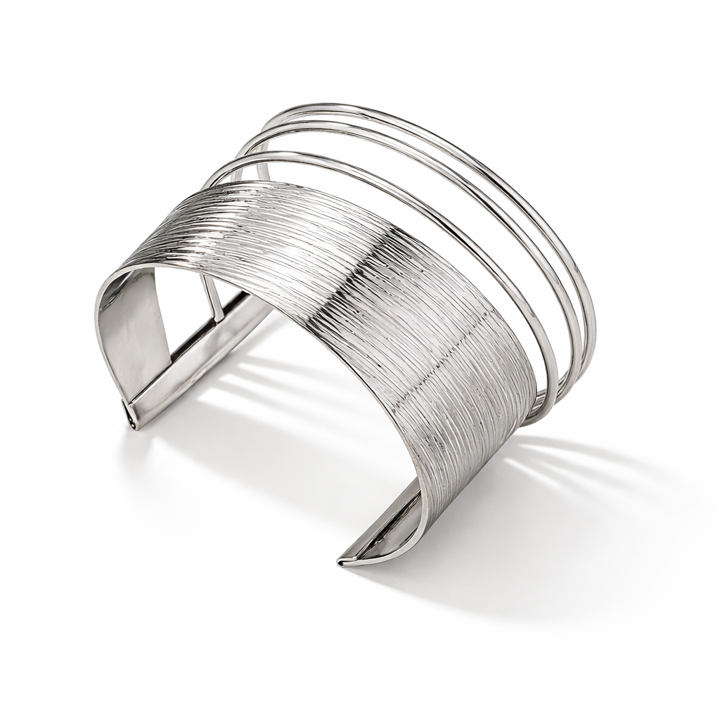 Luna Layered Silver Cuff Bracelet MYMBL0005