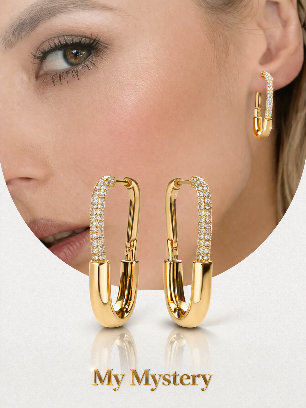 Gold Diamond Huggie Hoop Earrings for Women MYMER0006