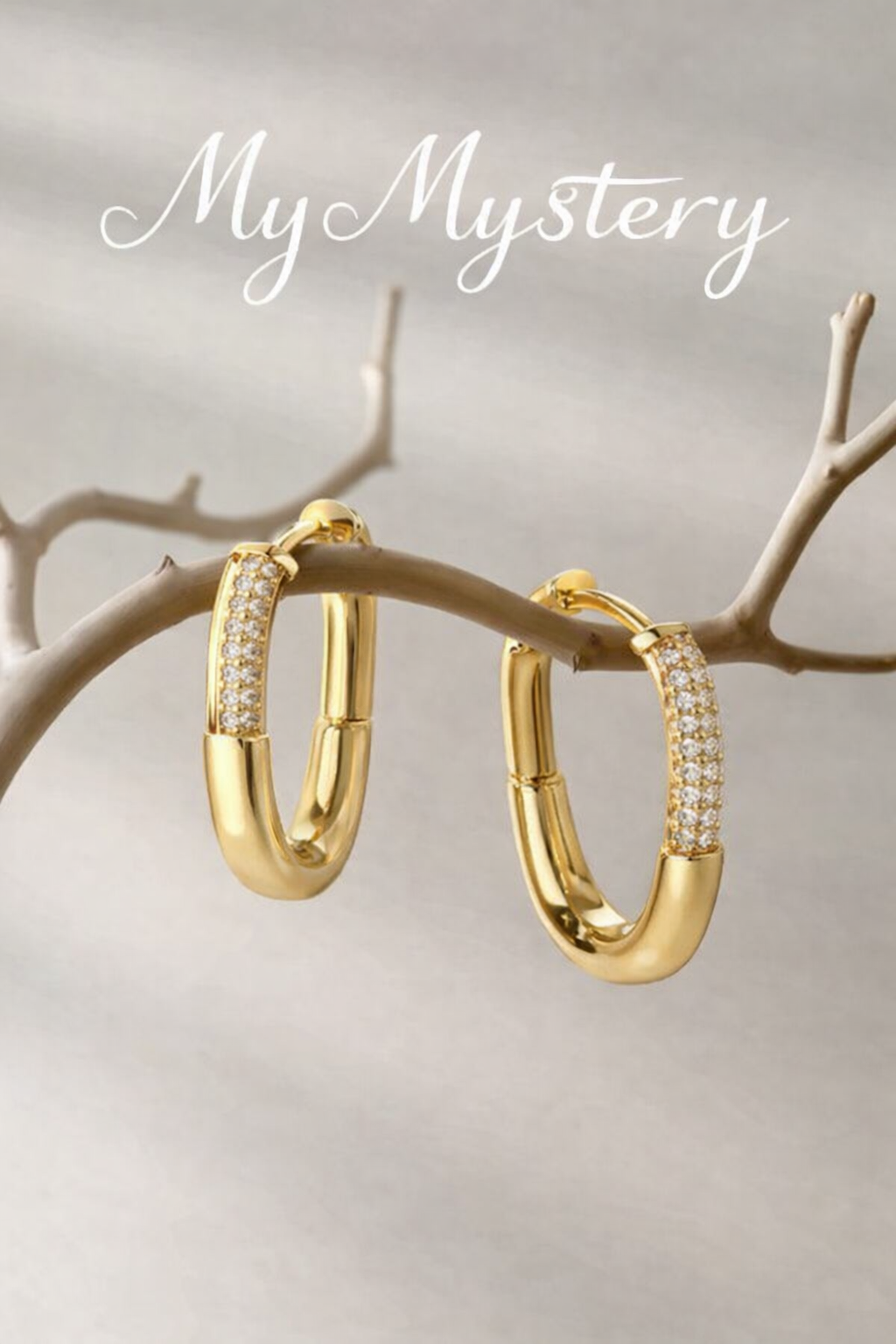 Gold Diamond Huggie Hoop Earrings for Women MYMER0006