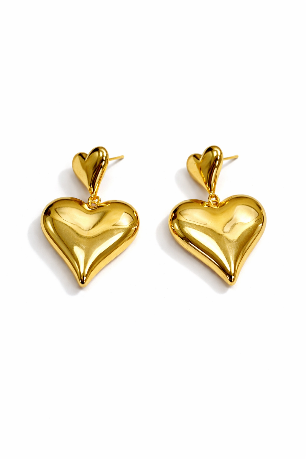 Gold Heart Drop Earrings for Women MYMER0008