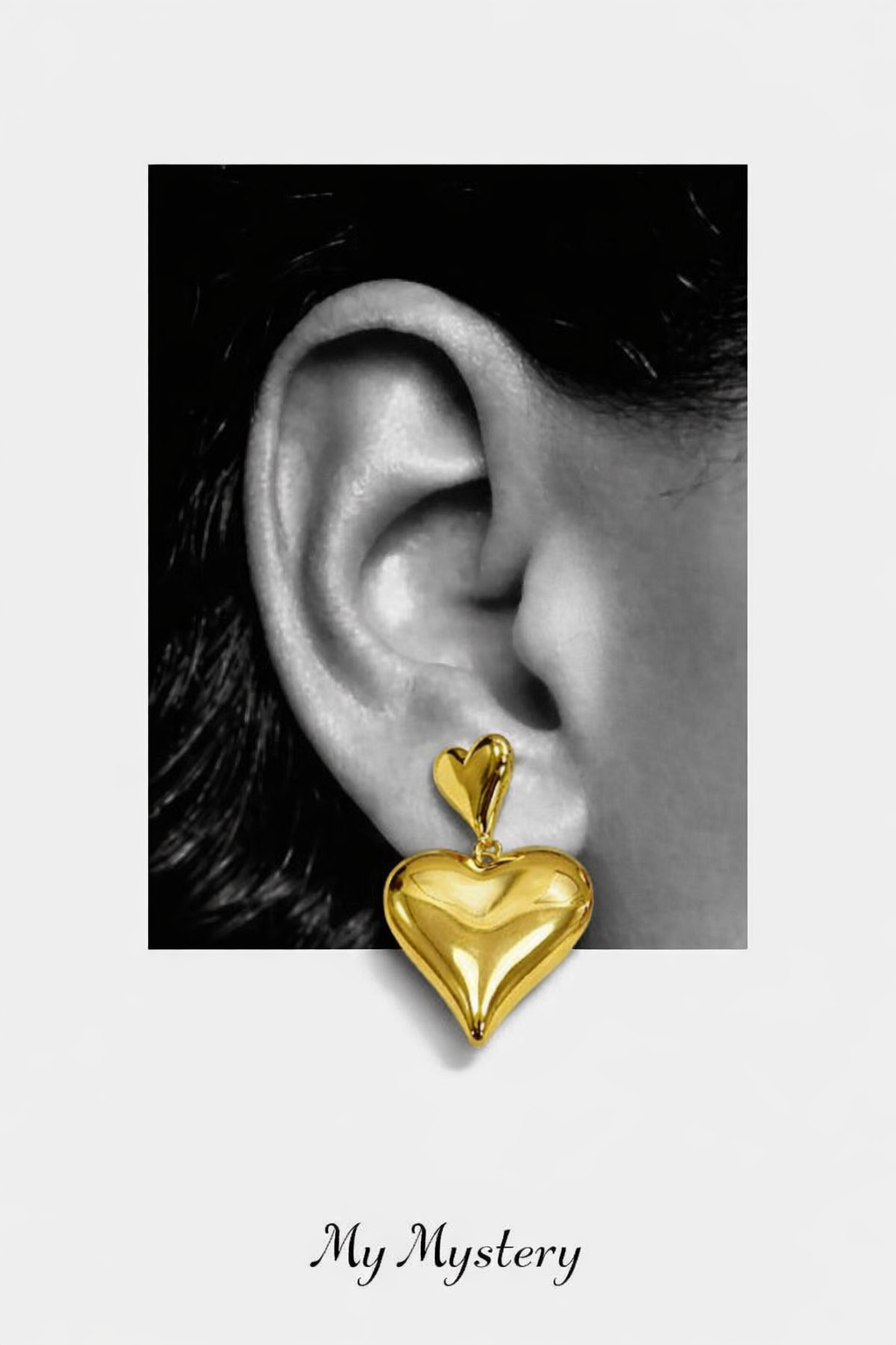 Gold Heart Drop Earrings for Women MYMER0008