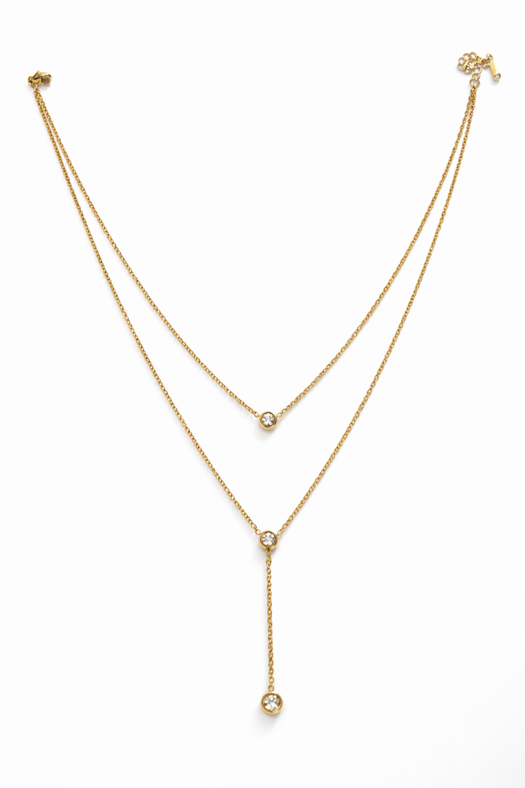 Double Dimond Layer Drop Pendant Necklace MYMNL0011