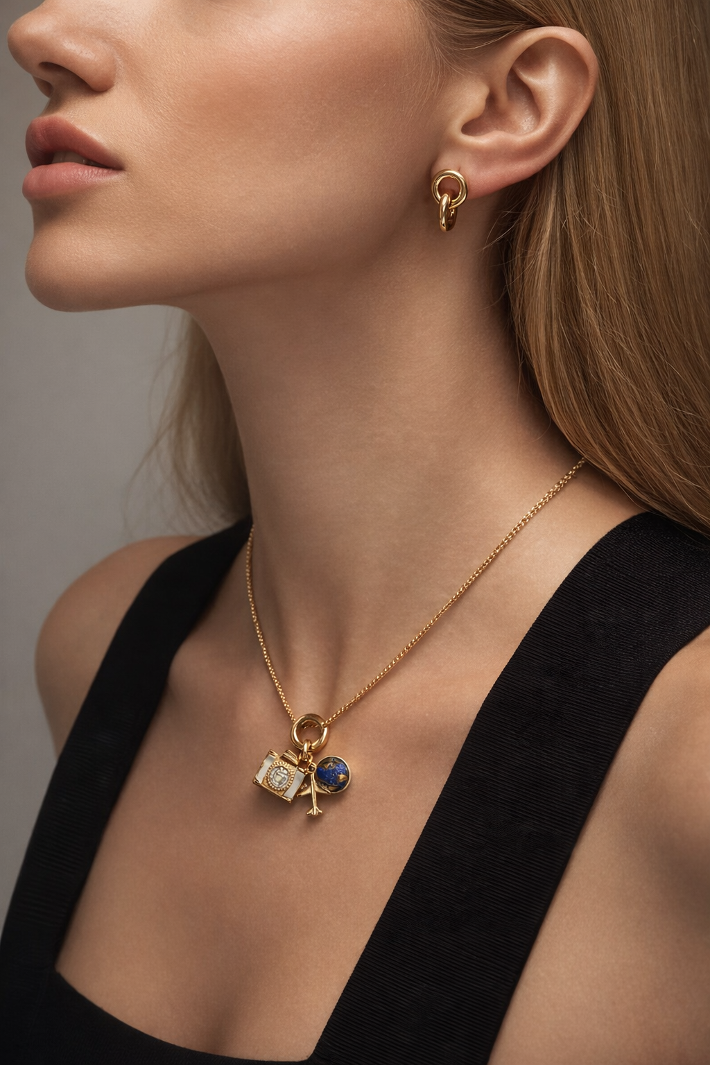 Travel Charm Gold Pendant Necklace MYMNL0012
