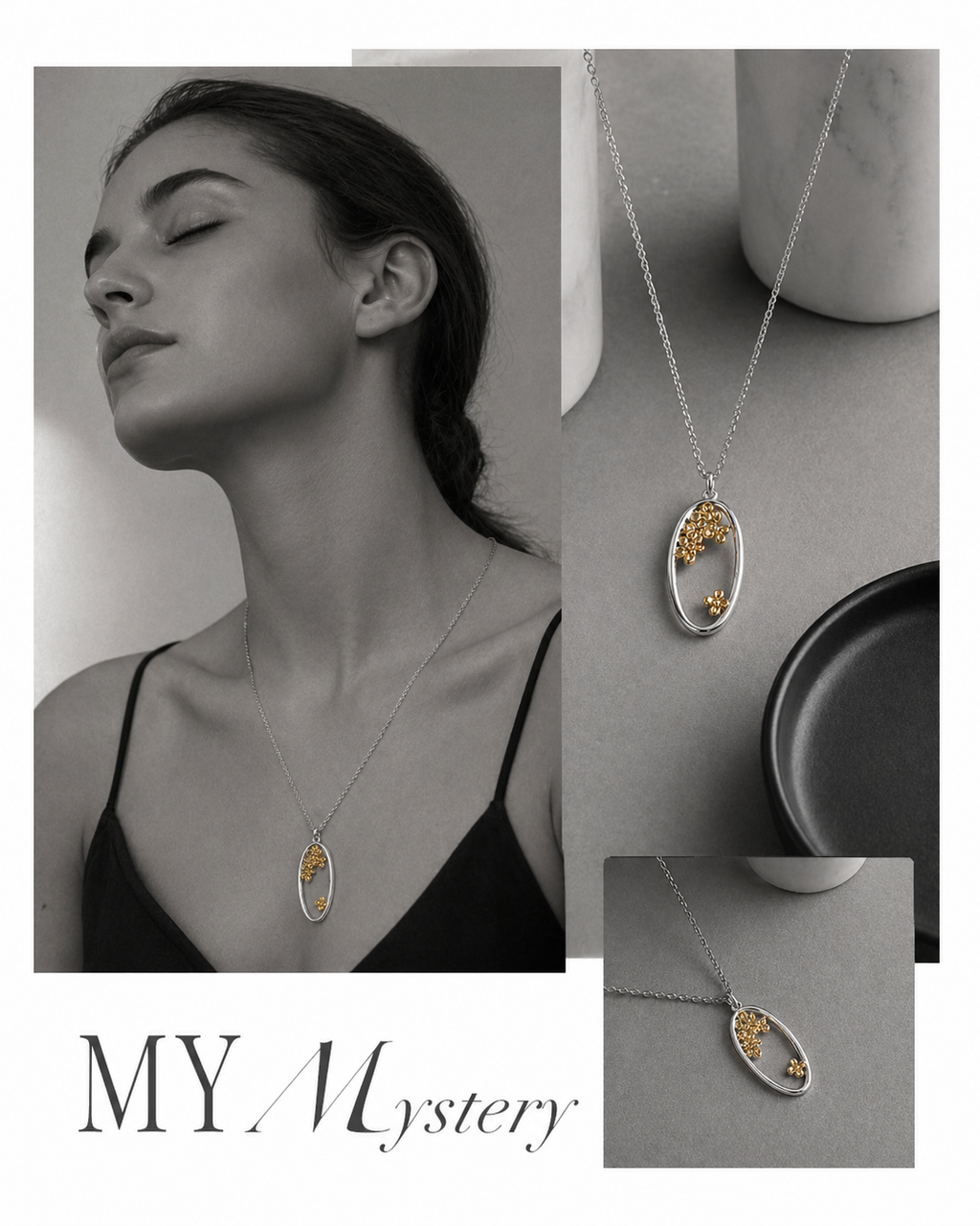 Oval Floral Pendant Necklace MYMNL0017