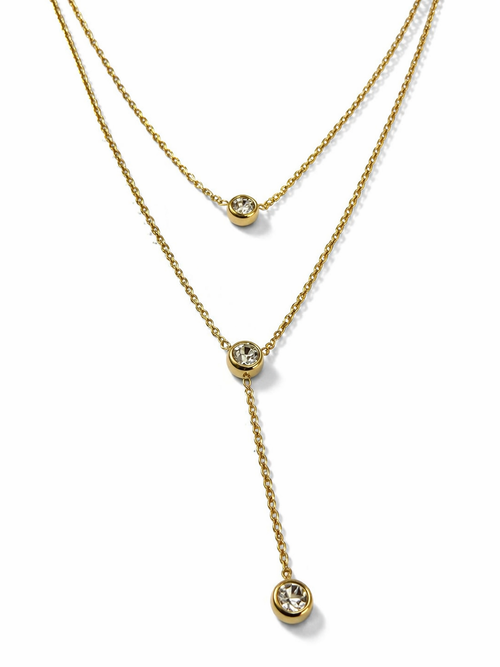 Double Dimond Layer Drop Pendant Necklace MYMNL0011