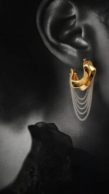 Aura Mixed-Metal Draped Hoop Earrings MYMER0002