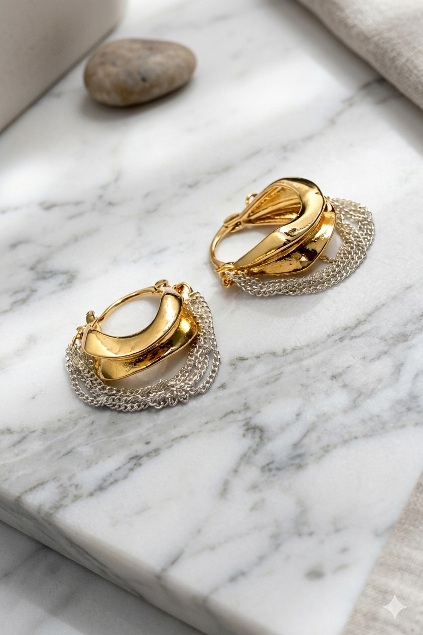 Aura Mixed-Metal Draped Hoop Earrings MYMER0002
