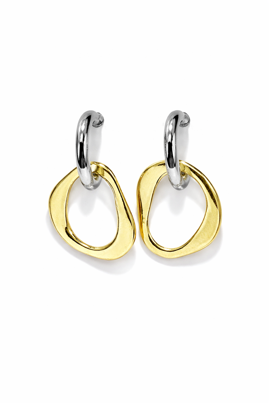 Dual Tone Twisted Loop Drop Earrings MYMER0004