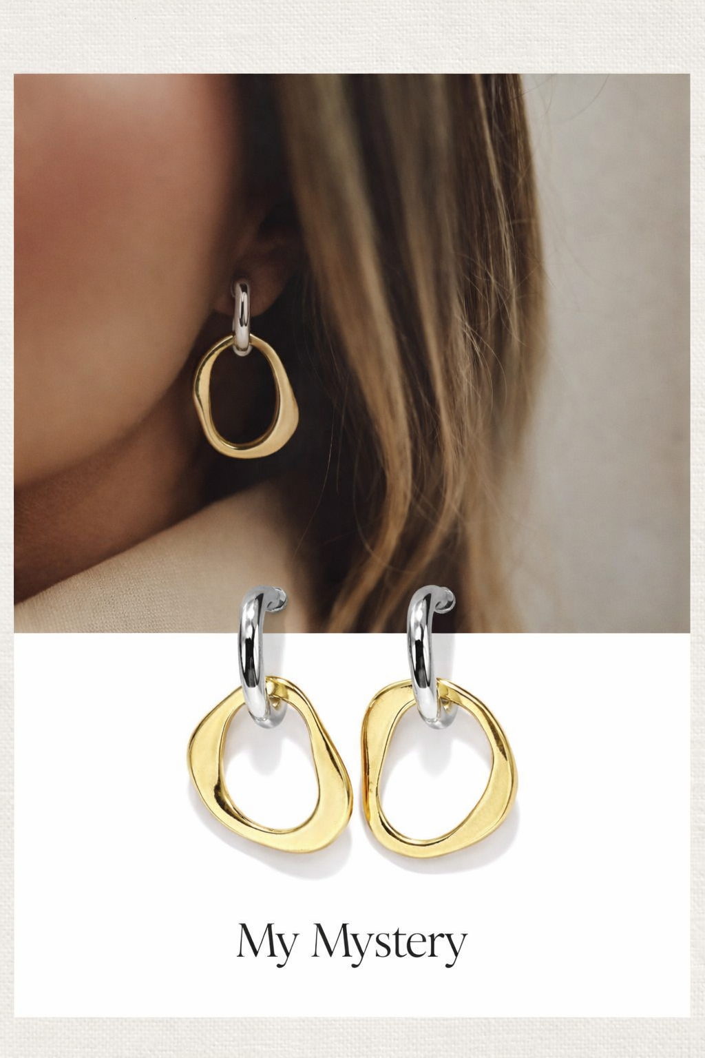 Dual Tone Twisted Loop Drop Earrings MYMER0004