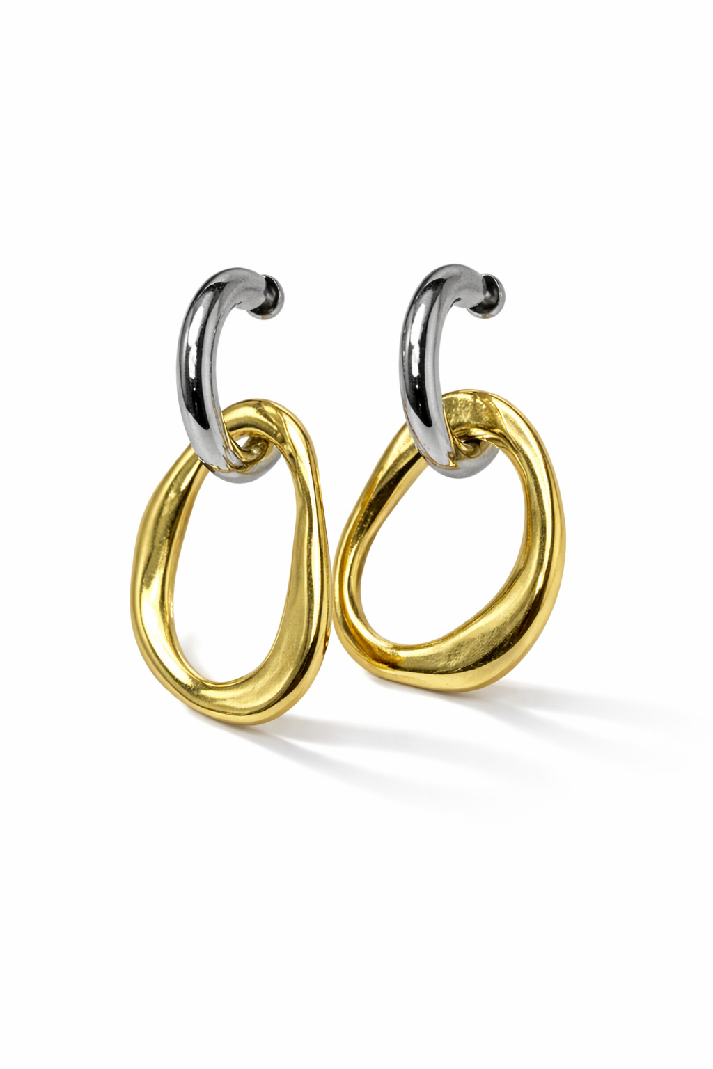Dual Tone Twisted Loop Drop Earrings MYMER0004