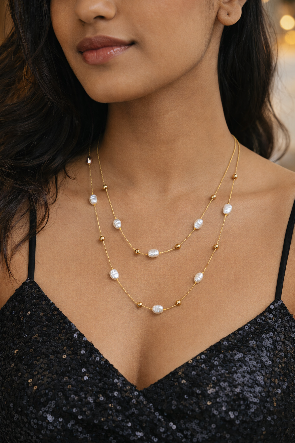 Pearl Aura Double Layer Necklace MYMNL0002
