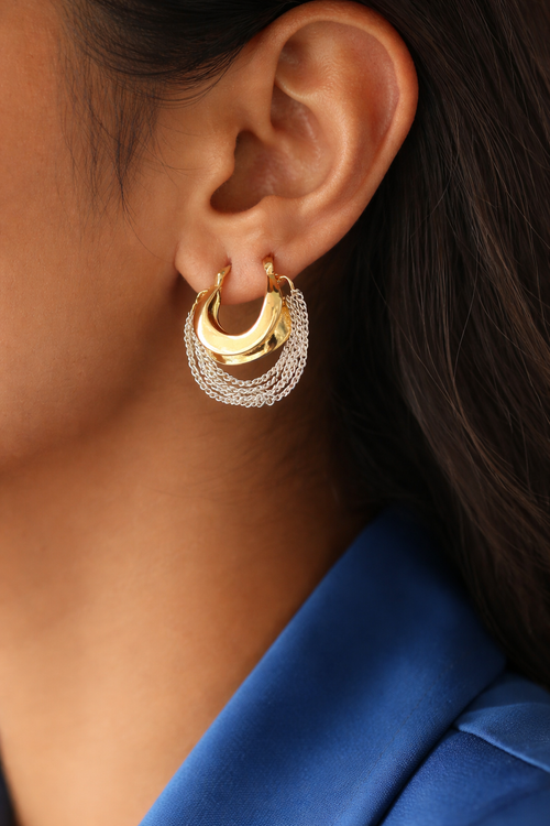 Aura Mixed-Metal Draped Hoop Earrings MYMER0002