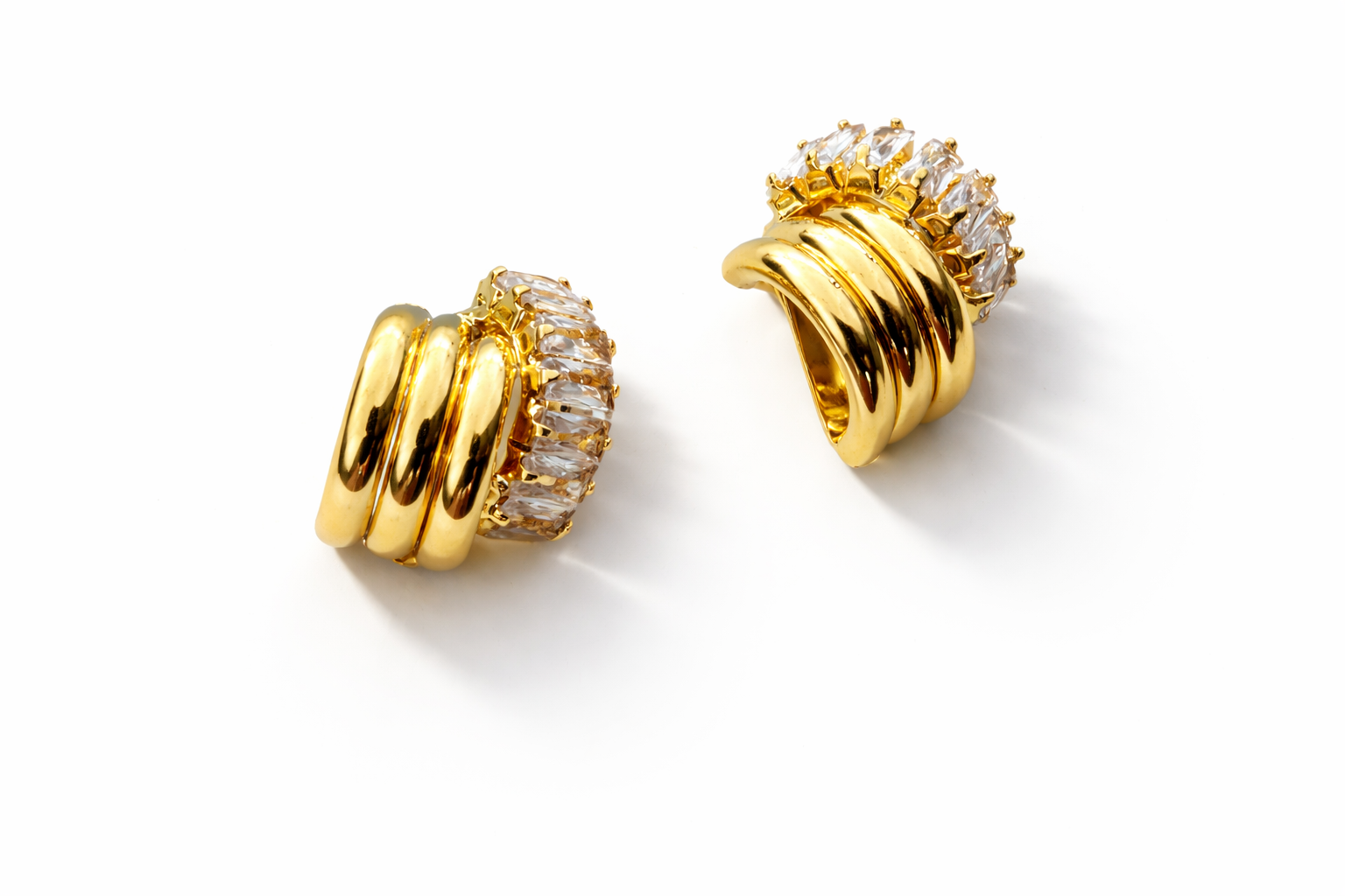 Aurora Baguette Gold Hoop Earrings MYMER0003