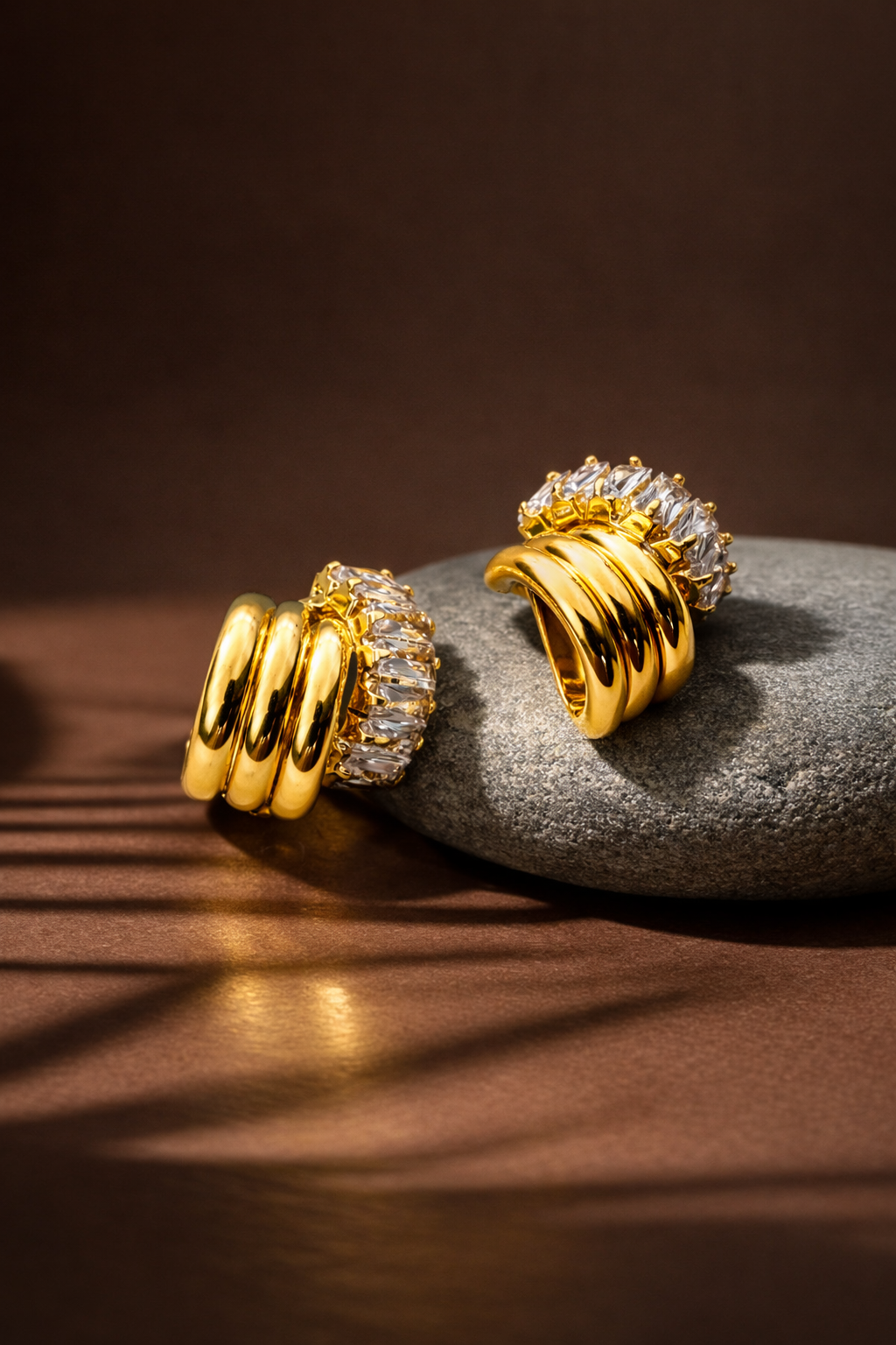 Aurora Baguette Gold Hoop Earrings MYMER0003