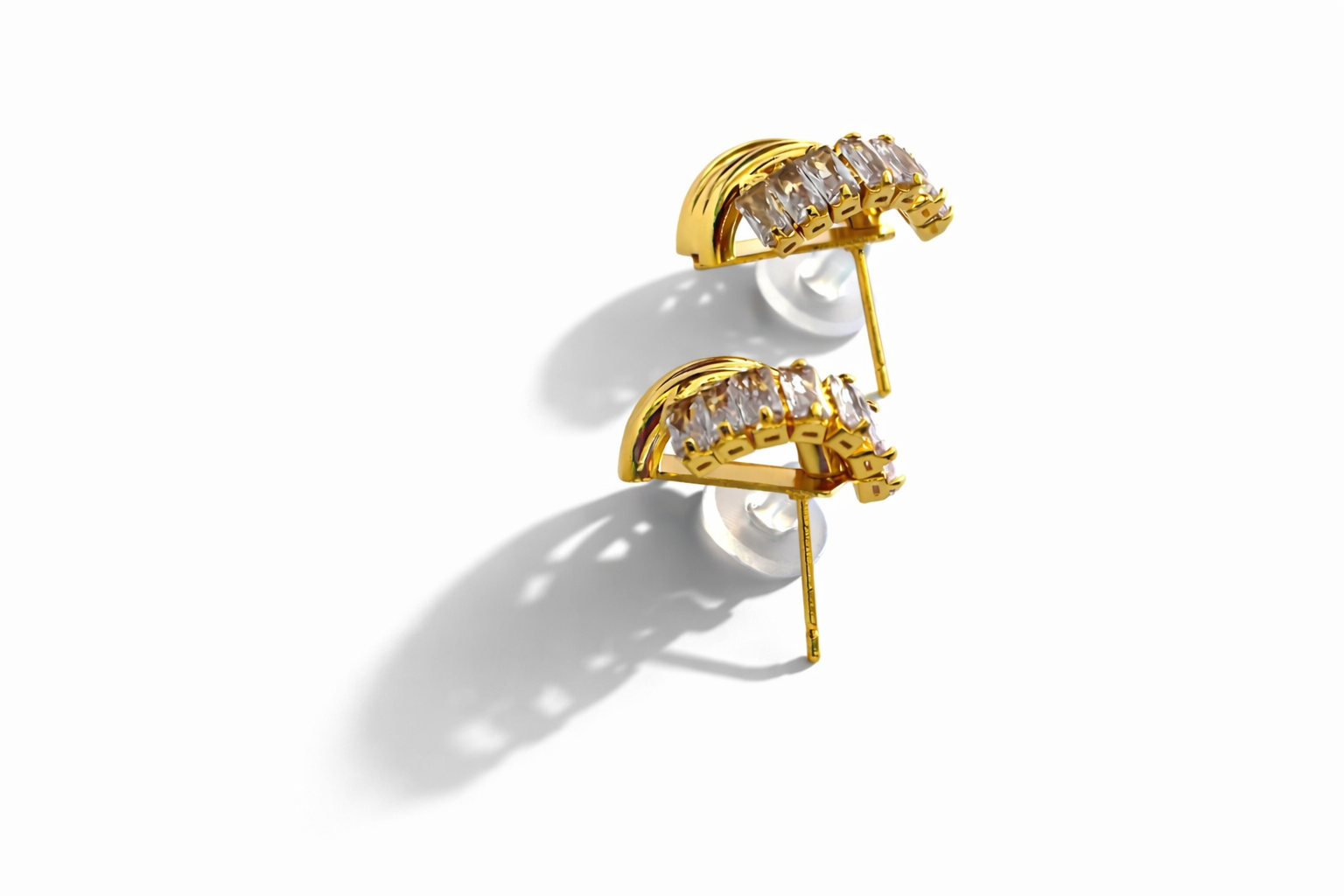 Aurora Baguette Gold Hoop Earrings MYMER0003
