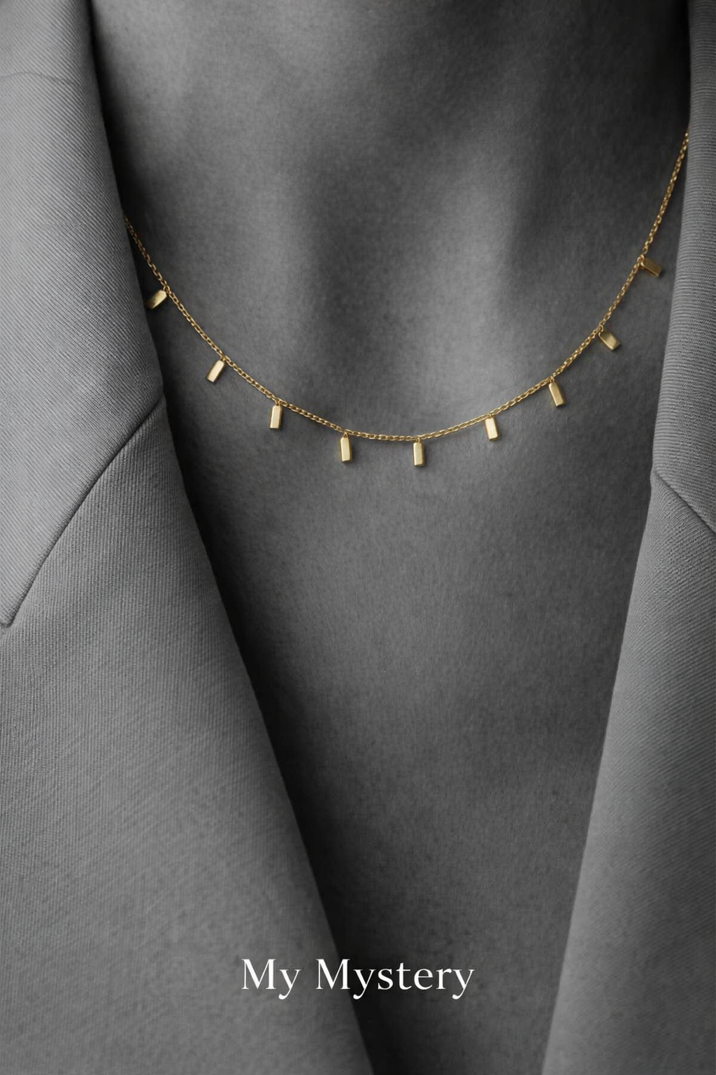 Gold Bar Charm Necklace for Women MYMNL0007