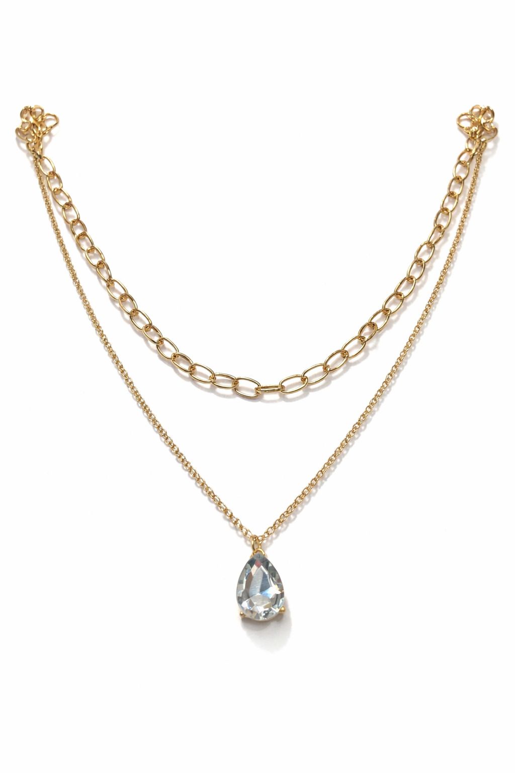 Crystal Drop Layered Necklace MYMNL0006